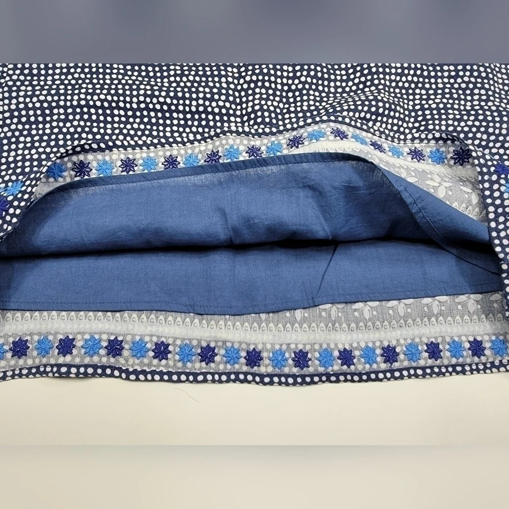 NEW Vineyard Vines Dot Border Print Shift Dress Linen Blend Blue Women's 4 NWT - Picture 4 of 13